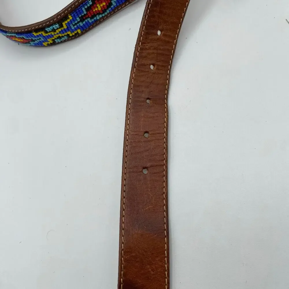 Vintage Wilsons Leather Belt Beaded Aztec Southwestern Womens Size 34